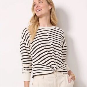 EVEREVE Noah Stripe Textured Sweatshirt Black/Ivory Women’s Size Large‎